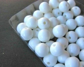 8mm Round Opaque White Acrylic Plastic Beads 100pc