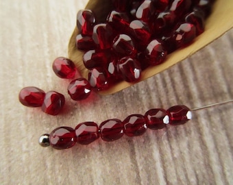 3mm Faceted Round Garnet Red Czech Beads Firepolished Glass 50pc
