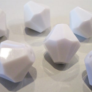 16mm Faceted Bicone Opaque White Acrylic Beads 15pc