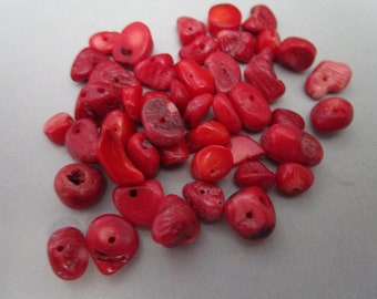 Red Coral Beads Medium Branch Nuggets 150pc