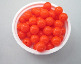 8mm Round Opaque Orange Vintage Lucite Beads 28pc