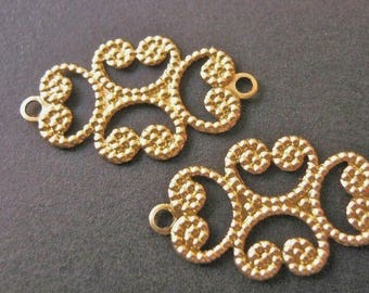 14x24mm Filigree Connector Raw Brass Stamping 10pc
