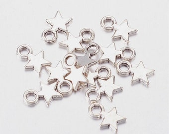 10x8mm Tiny Star Charm Antique Silver Tone 20pc