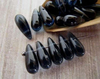 5x12mm Teardrop Montana Blue Czech Glass Drop Beads 25pc