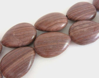 20x25mm Teardrop Red Wood Jasper Gemstone Beads 8pc