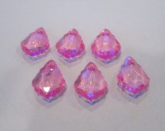 16x11mm Faceted Drop Pink Acrylic Teardrop Beads 25pc/50pc