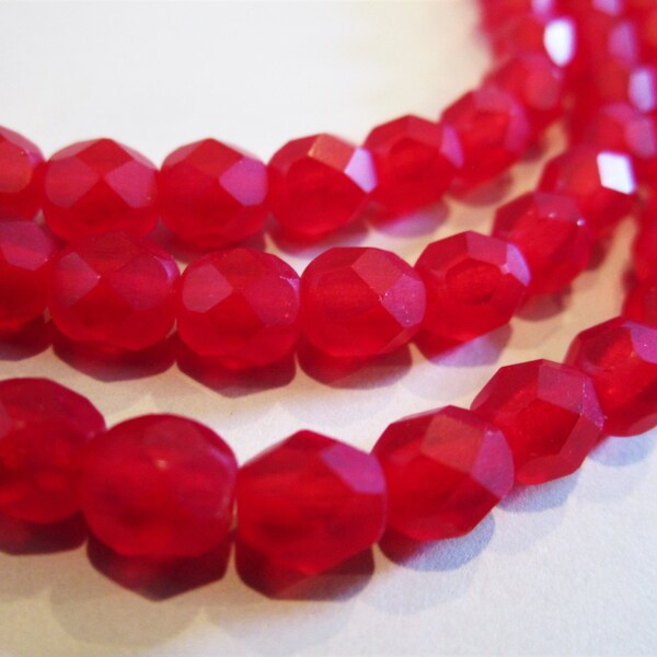 Red Czech Beads Etsy