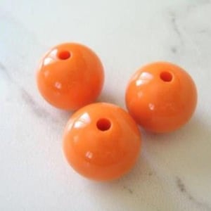 20mm Round Opaque Orange Acrylic Beads Bubblegum 10pc