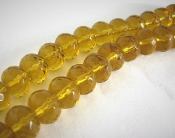 14mm Faceted Rondelle Transparent Topaz Brown Glass Beads 20pc