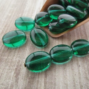 12x9mm Flat Oval Teal Czech Glass Beads 20pc