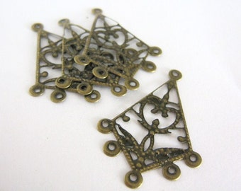 27x38mm Chandelier Earring Settings  Filigree Stamping Antique Bronze Pendants 16pc