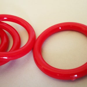 38mm Link Ring Opaque Red Vintage Plastic Hoop Beads 8pc