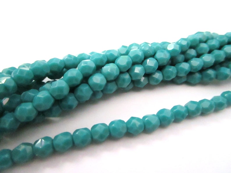 Persian Turquoise 6mm 25 Firepolish Czech glass Faceted Round Beads