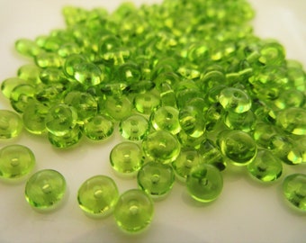 4mm Rondelle Spacer Olivine Green Czech Glass Beads 100pc