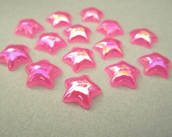 12mm Star Pink AB Resin Cabochon 25pc