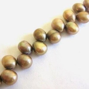 6mm Potato Iris Gold Freshwater Pearls Top Drilled Full Strand