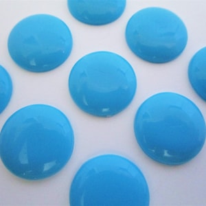 16mm Round Opaque Blue Resin Cabochon 15pc