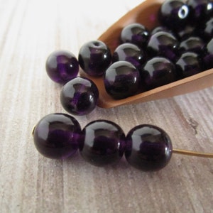 8mm Round Druk Deep Purple Czech Beads Pressed Glass 25pc
