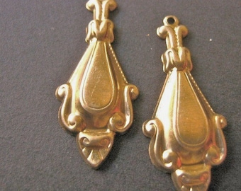 14x32mm Victorian Drop Earring Setting Dangle Chandelier Raw Brass Jewelry Findings 10pc