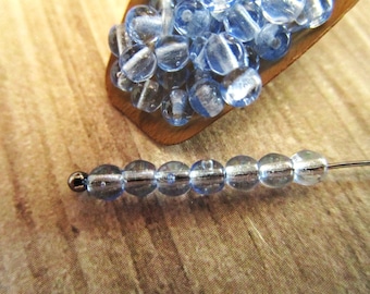 3mm Round Druk Light Sapphire Blue Czech Beads Pressed Glass 100pc