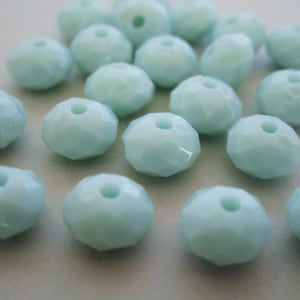 8mm Faceted Rondelle Spacer Opaque Light Blue Acrylic Beads 50pc