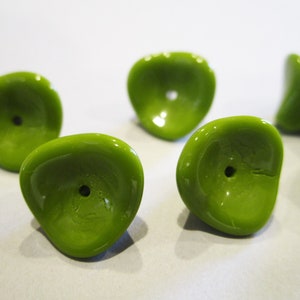 12x10mm Three Petal Flower Opaque Olive Green Czech Glass Beads 10pc