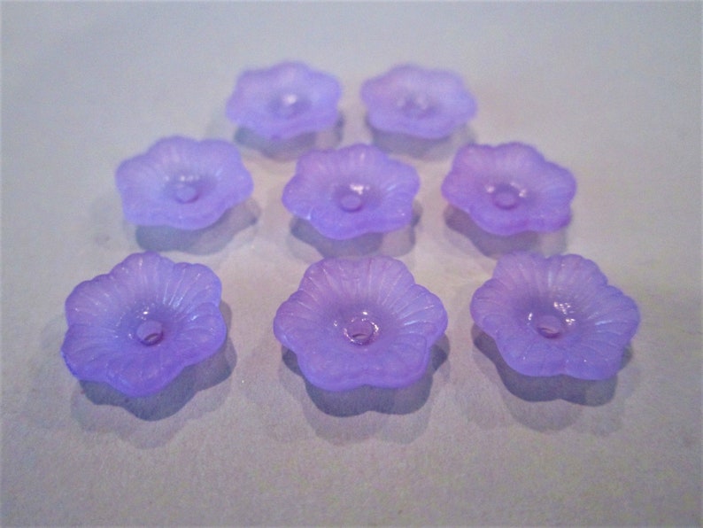 11mm Flower Frosted Purple Lucite Plastic Beads 28pc