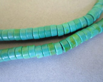 6mm Heshi Rondelle Blue Turquoise Magnesite Gemstone Beads 125pc