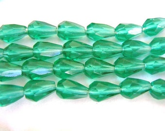 7x5mm Faceted Teardrops Teal Czech Beads Fire Polished Glass 25pc