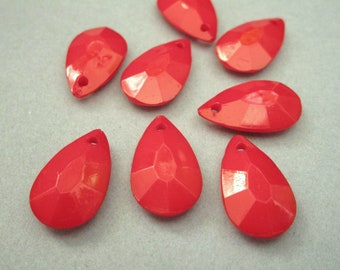 14x10mm Teardrop Opaque Red Acrylic Beads 20pc