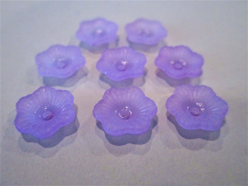 11mm Flower Frosted Purple Lucite Plastic Beads 28pc