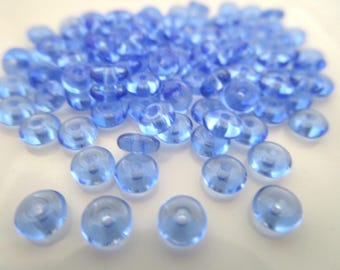 4mm Rondelle Spacer Light Sapphire Blue Czech Glass Beads 100pc