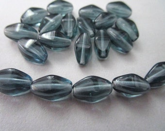 11x7mm Lantern Bicone Montana Blue Czech Beads Pressed Glass 20pc