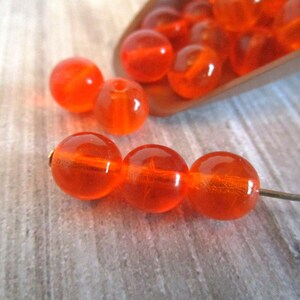 8mm Round Druk Hyacinth Orange Czech Beads Pressed Glass 25pc