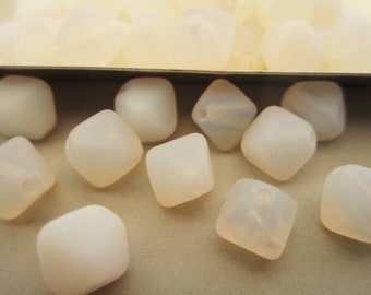 8mm Smooth Bicone Milky White Opal Czech Glass Beads 25pc