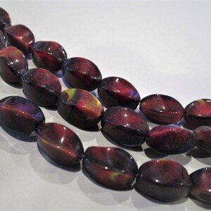 13x9mm Oval Twist Red Black Yellow Glass Beads 24pc