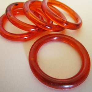 38mm Link Ring Transparent Brown Vintage Plastic Hoop Beads 8pc