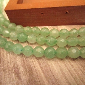 6mm Faceted Round Green Aventurine Gemstone Beads 14.5 Inch Strand