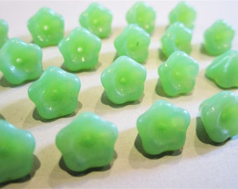 8x6mm Bell Flower Jade Opal Czech Glass Beads Green 20pc