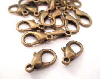 14mm Lobster Clasp Antique Bronze Alloy 25pc