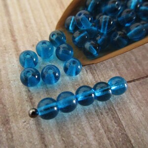 4mm Round Druk Transparent Capri Blue Czech Glass Beads Pressed 50pc