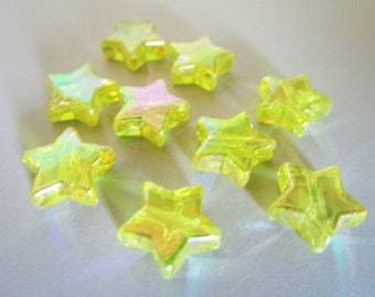 10mm Star Transparent Yellow AB Acrylic Beads 50pc