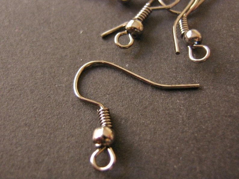 Fish Hook Ear Wires 18mm Gun Metal Finish Earring Hook Coil Etsy