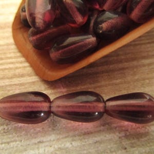 10x6mm Teardrop Dark Amethyst Purple Czech Drop Beads Pressed Glass 25pc