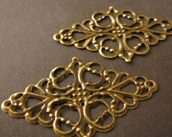 29x50mm Filigree Connector Antique Bronze Finish Stamping Wrap 10pc