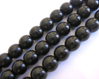 4mm Round Druk Jet Black Opaque Czech Glass Beads Pressed 50pc
