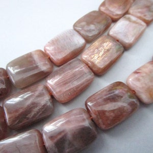 12x16mm Rectangle Sunstone Gemstone Beads Feldspar 12pc