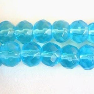 6x8mm Faceted Rondelle Transparent Blue Glass Beads 67pc