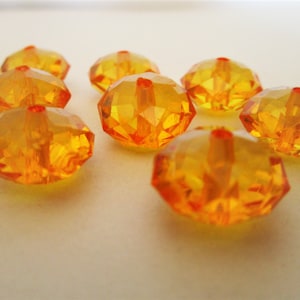 14x10mm Faceted Rondelle Transparent Orange Acrylic Beads 20pc