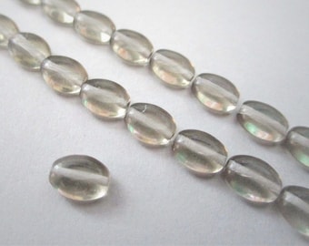 8x6mm Flat Oval Black Diamond Gray Czech Glass Beads 25pc